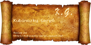 Kubinszky Gergő névjegykártya