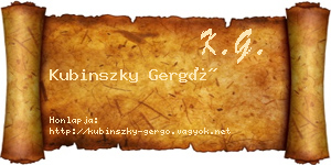 Kubinszky Gergő névjegykártya